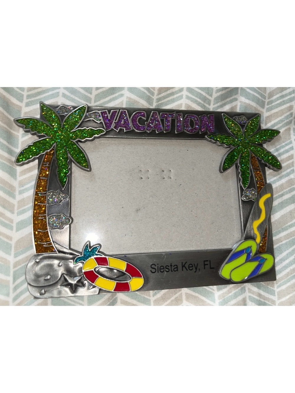 Vacation Metal Decorative Siesta Key FL Beach Picture Frame 3.5 x 5 Picture Size